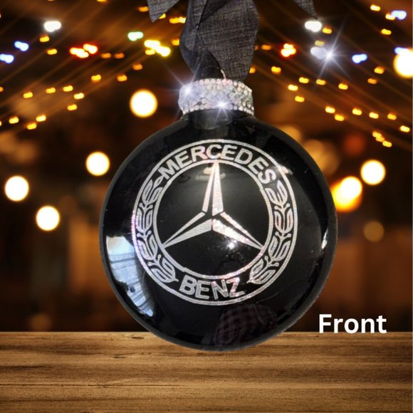 Christmas Ornament, Black/Silver Mercedes Gift, Handmade Gift, Holiday Gift - Picture 15 of 16